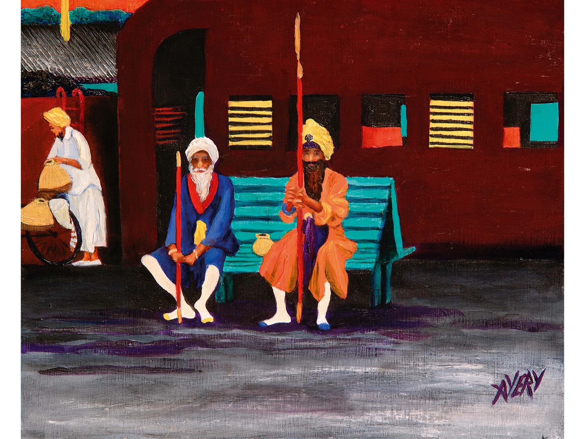 Lauren Avery Hutton | Aiming for Amritsar, oil on board, 19x16, 2003