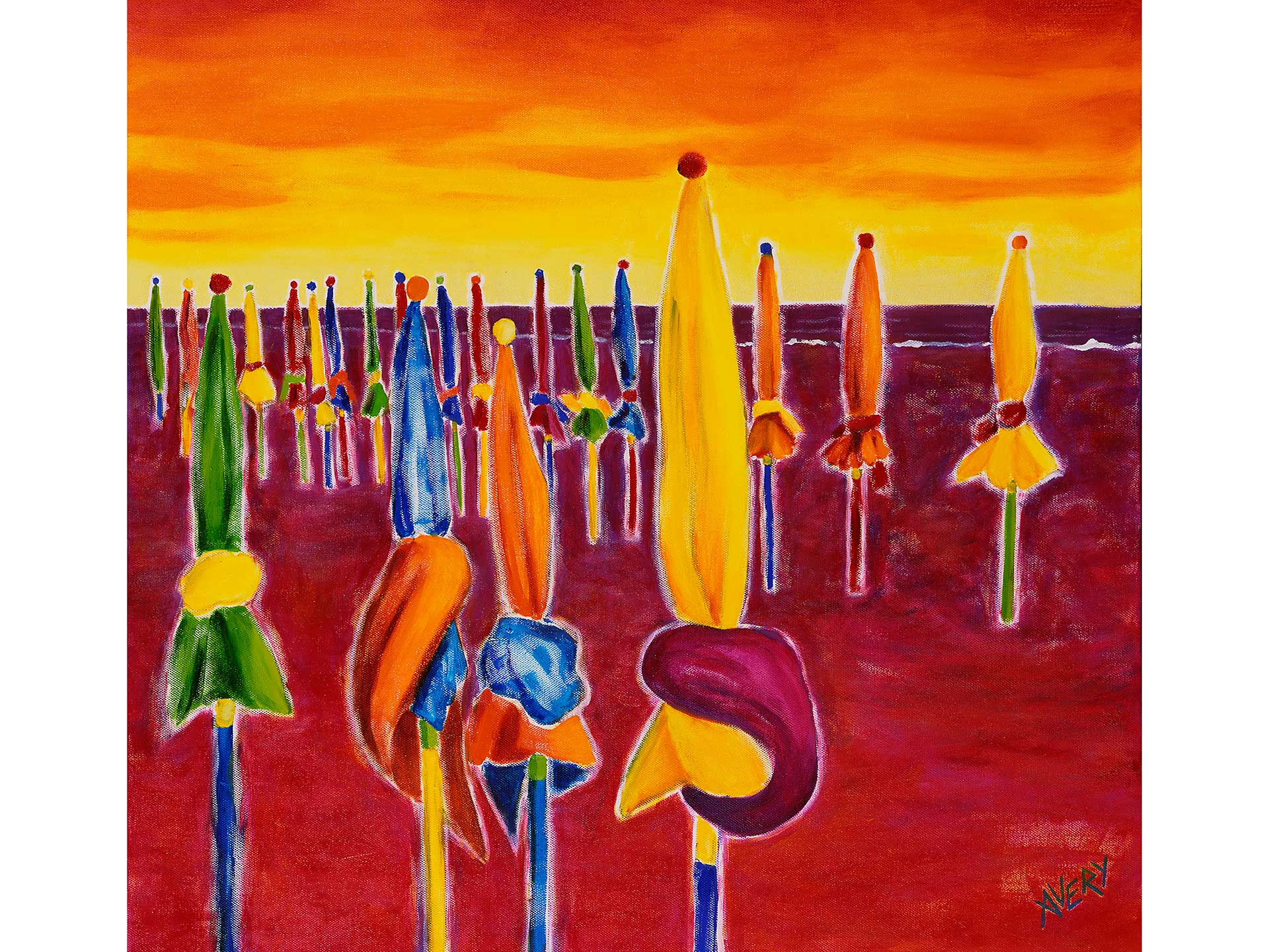 Lauren Avery Hutton | Deauville 2, Sunset, oil, 30x30, 2001