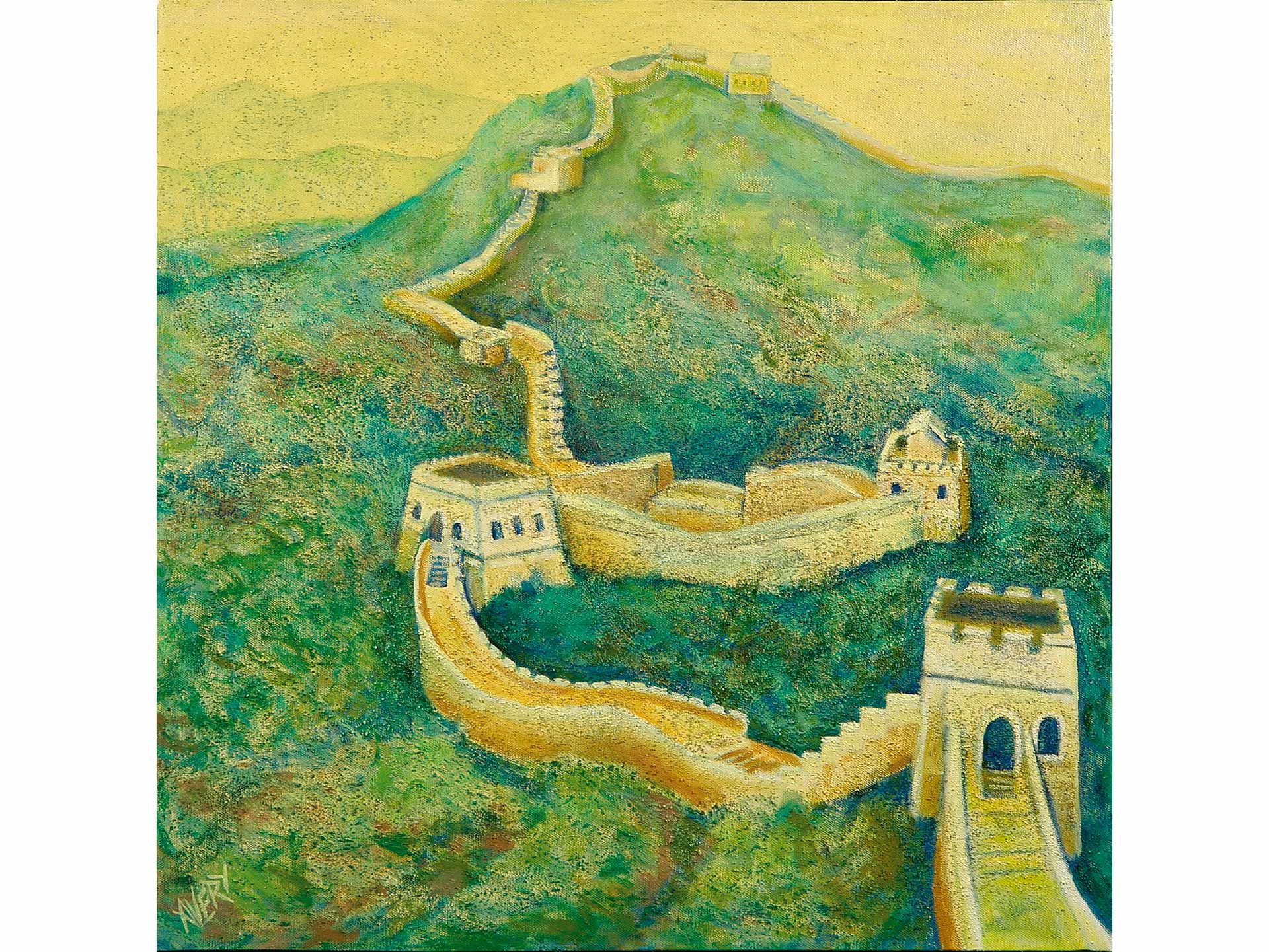 Lauren Avery Hutton | Great Wall, oil and sand, 24x24, 2003