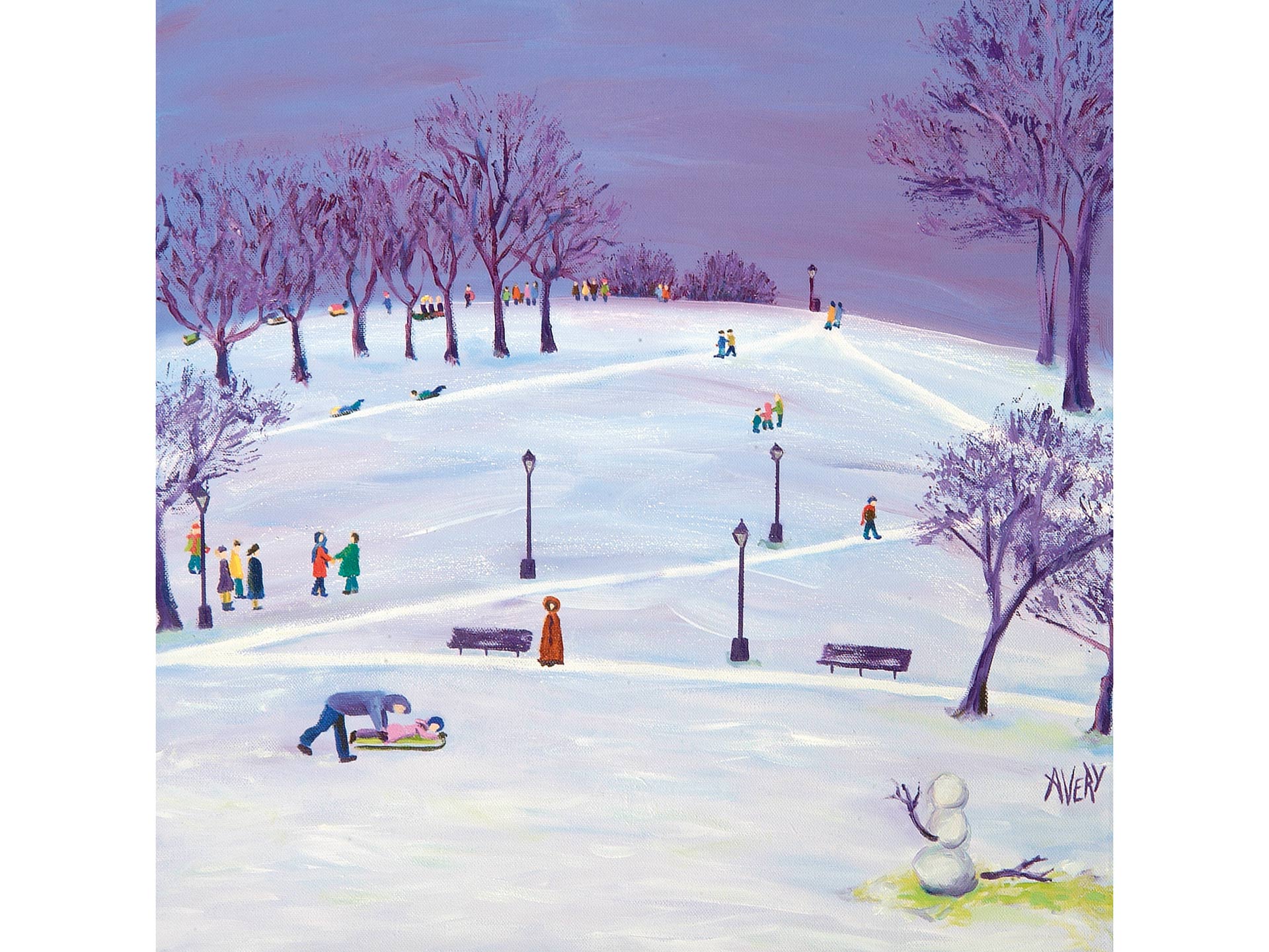 Lauren Avery Hutton | Primrose Hill Winter Solstice, oil, 20x20x4, 2003
