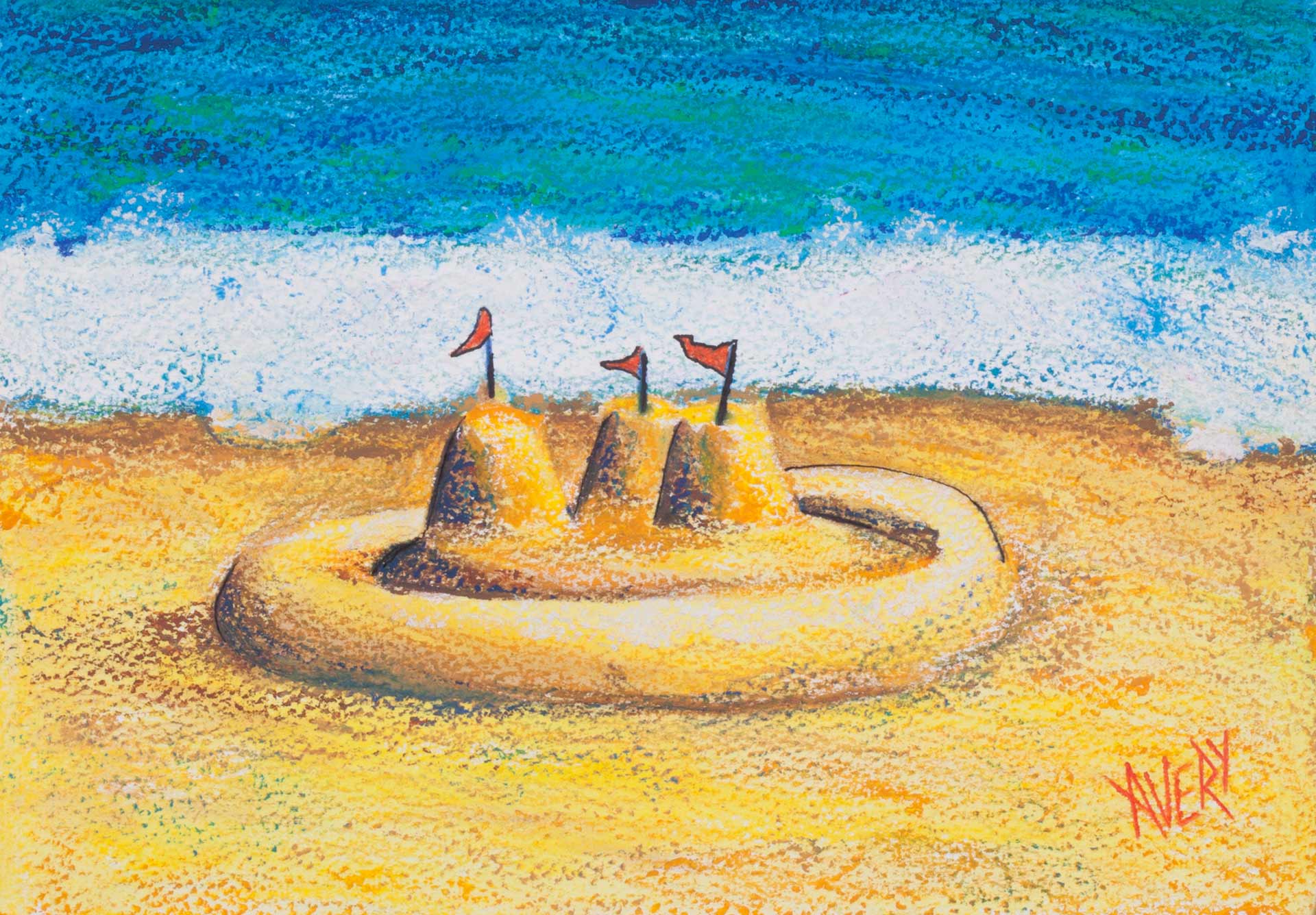 Lauren Avery Hutton | Sandcastle 1, watercolor, 10x7, 2002